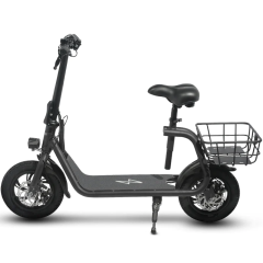 Commuter Electric Scooter for Adults - Foldable Scooter with Seat & Carry Basket (Black)