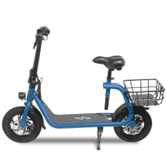 Commuter Electric Scooter for Adults - Foldable Scooter with Seat & Carry Basket (Blue)