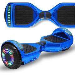 Chrome Blue 6.5 inch Hoverboard with Bluetooth Speaker & LED Flashing Wheels, Self Balancing Scooter (UL Listed)