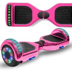 Chrome Pink 6.5 inch Hoverboard with Bluetooth Speaker & LED Flashing Wheels, Self Balancing Scooter (UL Listed)