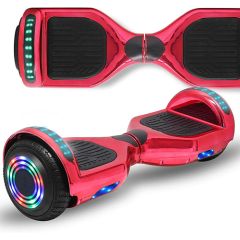 Chrome Red 6.5 inch Hoverboard with Bluetooth Speaker & LED Flashing Wheels, Self Balancing Scooter (UL Listed)
