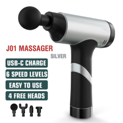 Massage Gun Cordless Handheld Massagers Deep Tissue Percussion Muscle Massager for Pain Relief with Carrying Case (Silver)