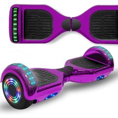 Chrome Purple 6.5 inch Hoverboard with Bluetooth Speaker & LED Flashing Wheels, Self Balancing Scooter (UL Listed)