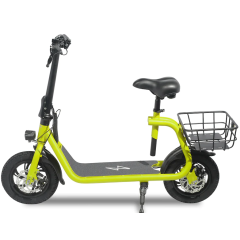 Commuter Electric Scooter for Adults - Foldable Scooter with Seat & Carry Basket (Yellow)