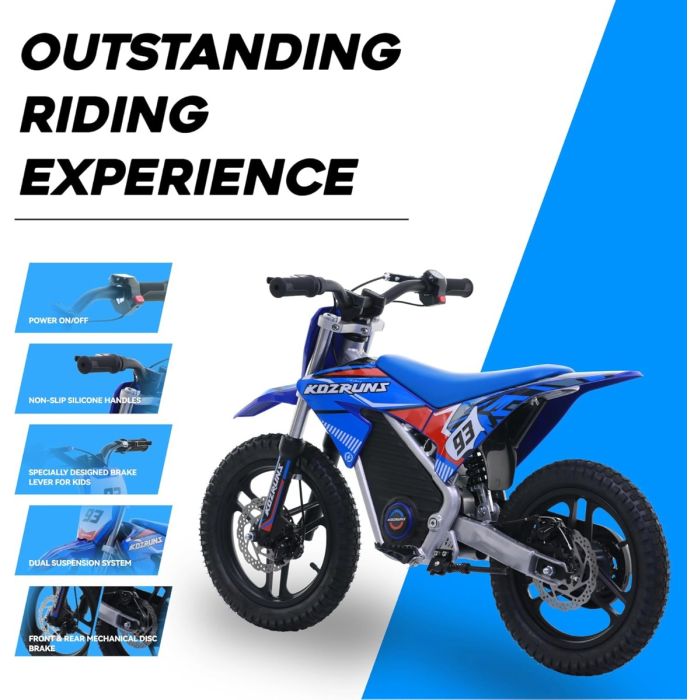 36V Electric Dirt Bike for Kids - 350W, Blue | USA Dirt Bike