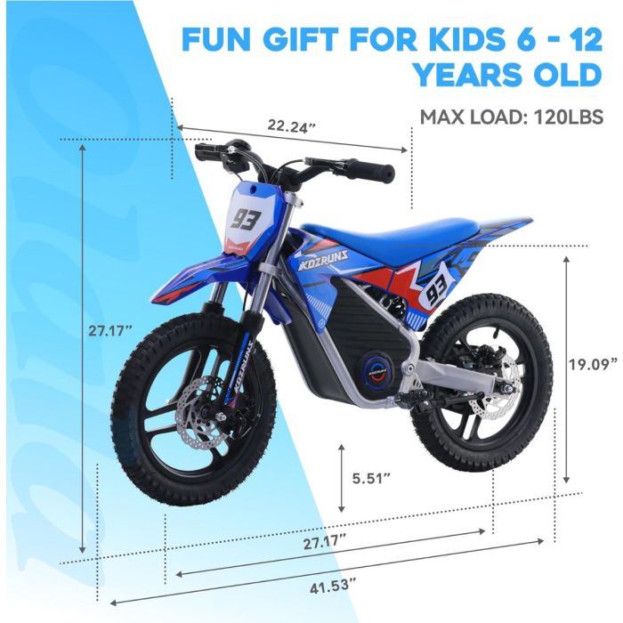 36V Electric Dirt Bike for Kids - 350W, Blue | USA Dirt Bike