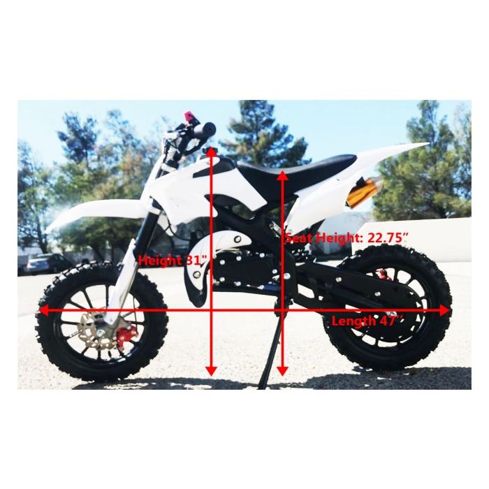 MotoTec Kids 50CC 2 Stroke Gas Dirt Bike White